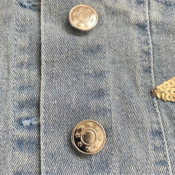 Baby Sara Toddler Jean Jacket Sequins Black, Gold & Silver Stars Size 2T - Picture 5 of 11